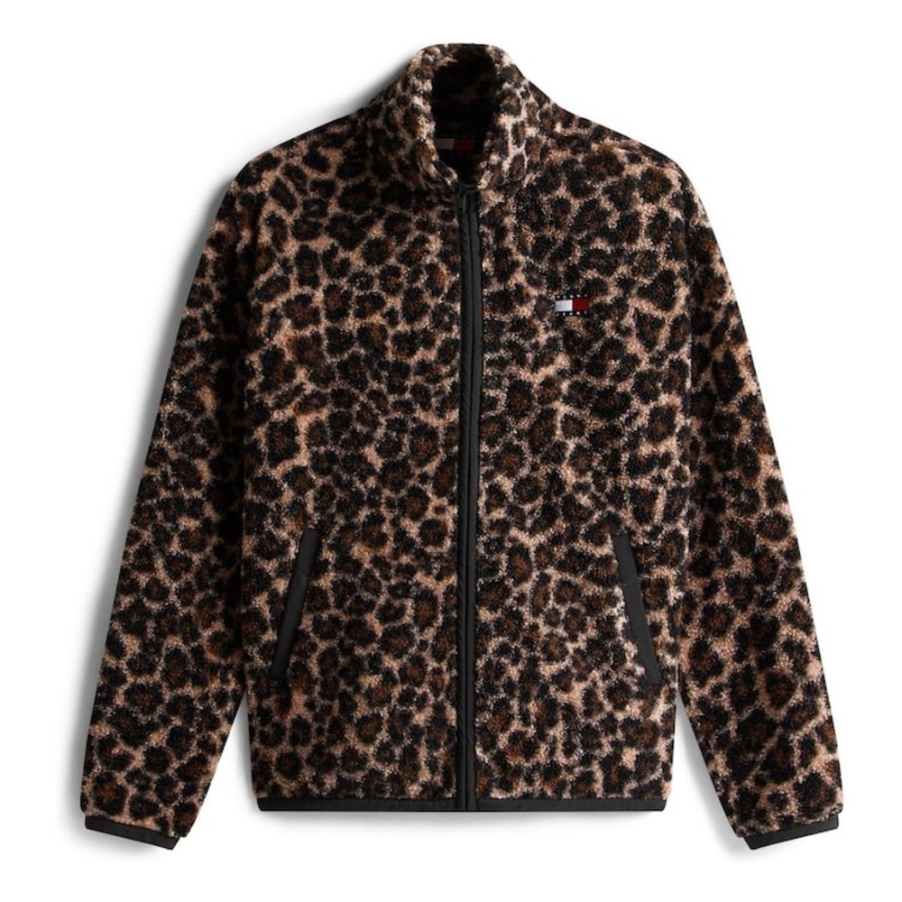 Tommy jeans leopard print zipper sweater size Large